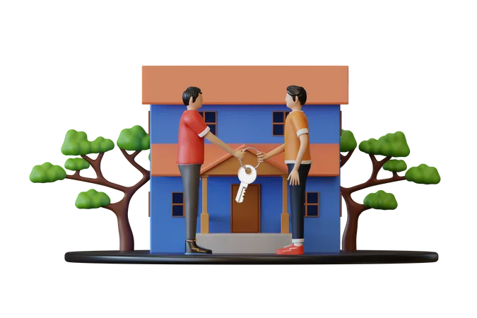 Man buying house  3D Illustration