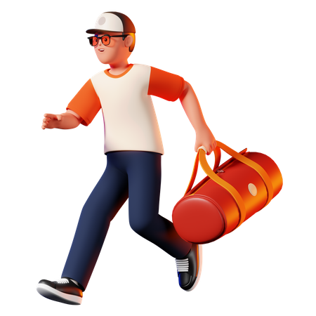 Man Carrying A Bag Pose  3D Illustration