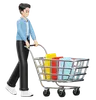 Man Carrying Bags In Cart