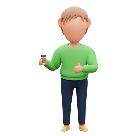Man Carrying Coffee Cup  3D Icon