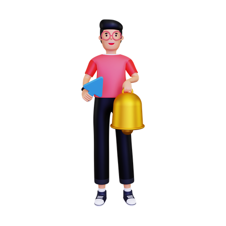 Man carrying pointers and bell 3D Illustration