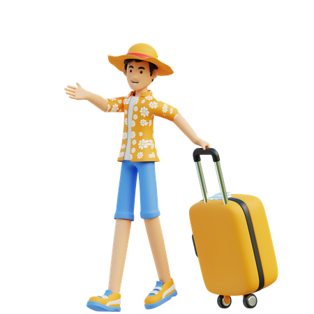 Man Carrying Suitcase  3D Illustration