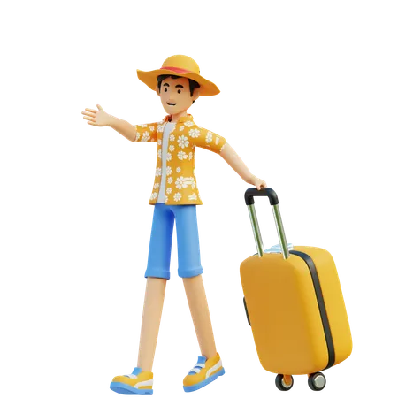 Man Carrying Suitcase  3D Illustration