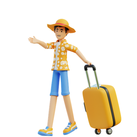 Man Carrying Suitcase  3D Icon