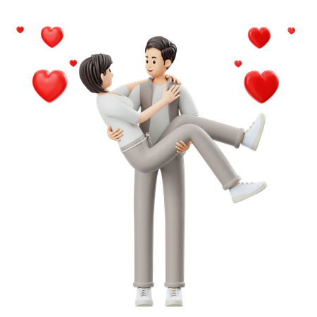 Man Carrying Woman  3D Illustration