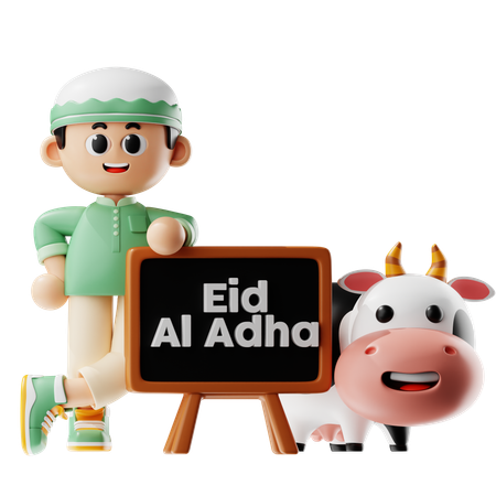 Man Celebrates Eid With Cow  3D Illustration