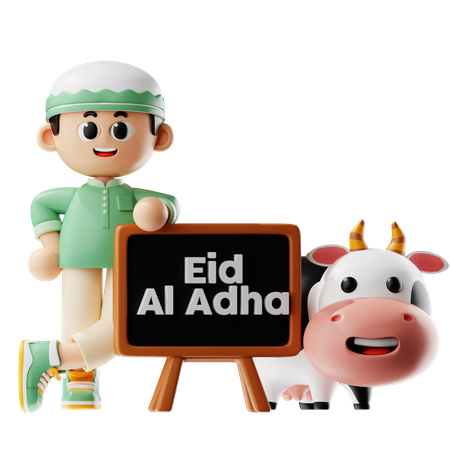 Man Celebrates Eid With Cow  3D Illustration
