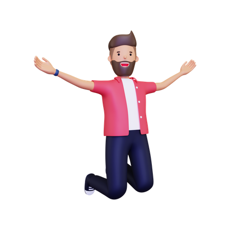 Man celebrating victory 3D Illustration