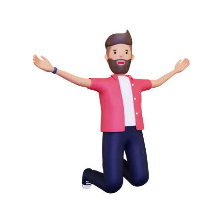 Man celebrating victory  3D Illustration