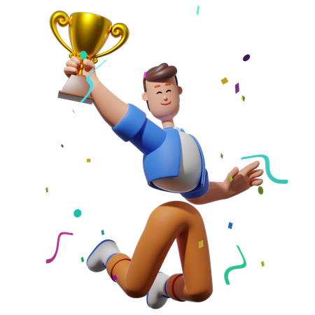 Man Celebrating Winning  3D Illustration