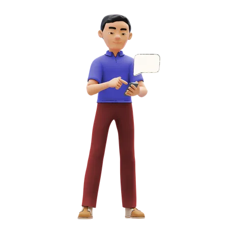 Man chatting on mobile  3D Illustration