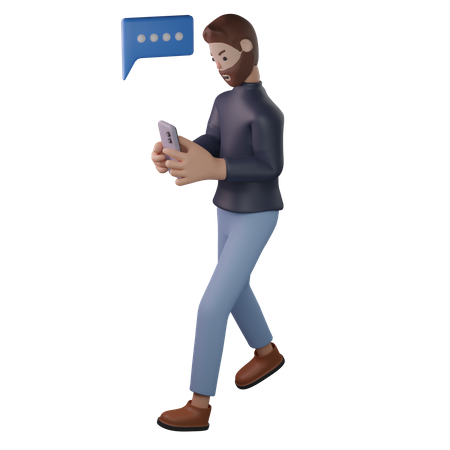 Man chatting on smartphone 3D Illustration