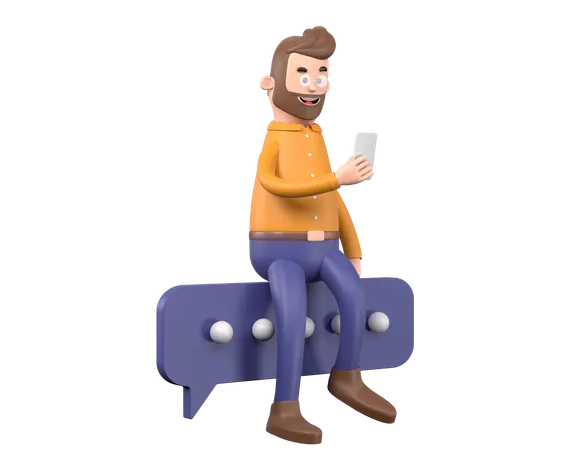 Man chatting on social media  3D Illustration