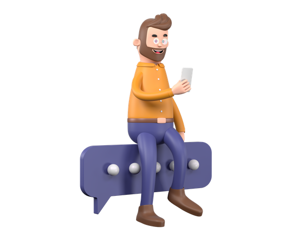 Man chatting on social media  3D Illustration