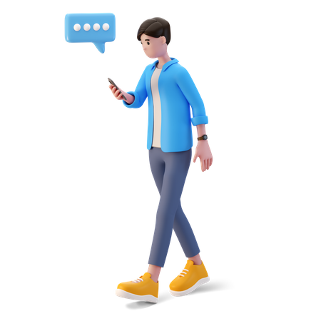 Man chatting on the smartphone  3D Illustration