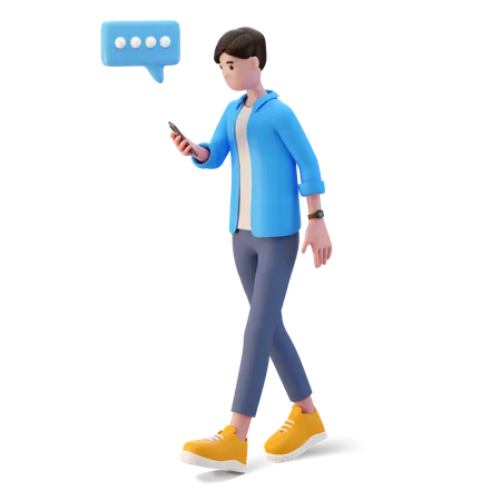 Man chatting on the smartphone  3D Illustration