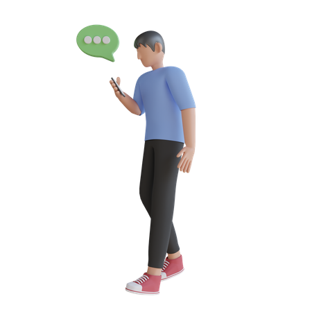 Man chatting on the smartphone  3D Illustration