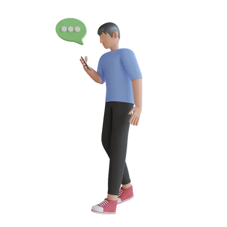 Man chatting on the smartphone  3D Illustration