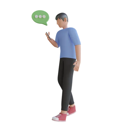 Man chatting on the smartphone 3D Illustration