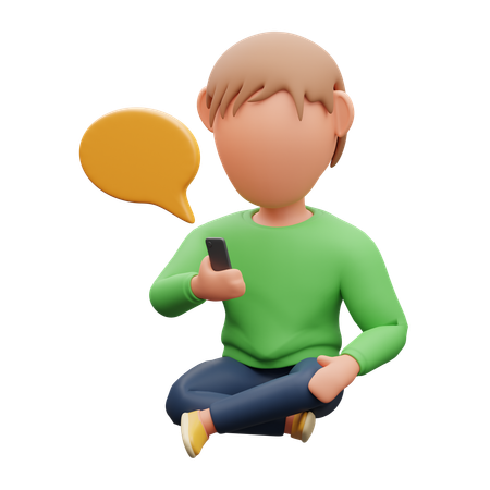 Man Chatting Using Mobile  3D Illustration