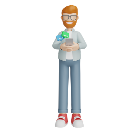 Man Chatting With Someone  3D Illustration