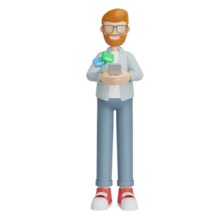 Man Chatting With Someone  3D Illustration