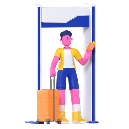 Man Checkin gate  3D Illustration
