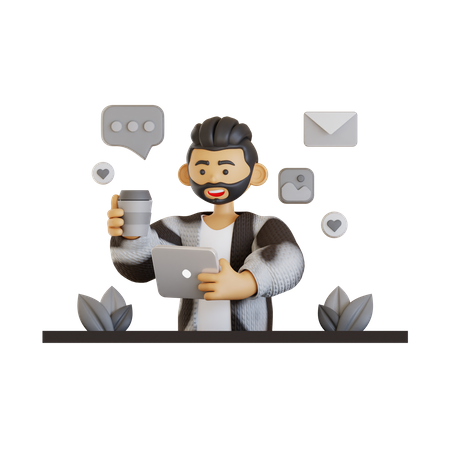 Man Chilling At Work Place  3D Icon
