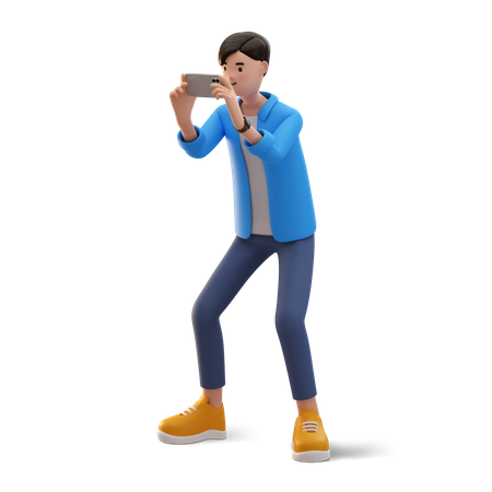 Man clicking photo  3D Illustration