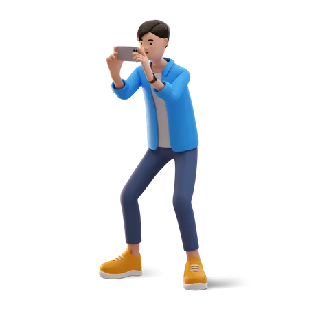 Man clicking photo  3D Illustration