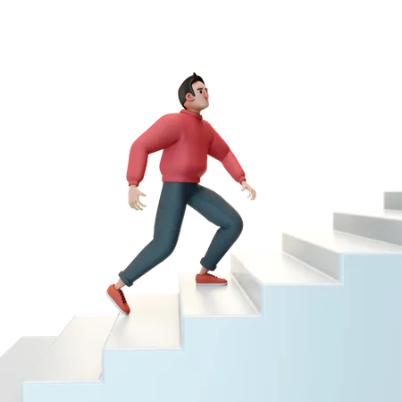 Man climbing stairs  3D Illustration