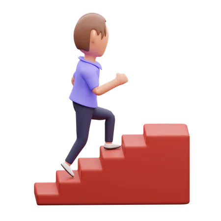 Man Climbing Stairs  3D Illustration