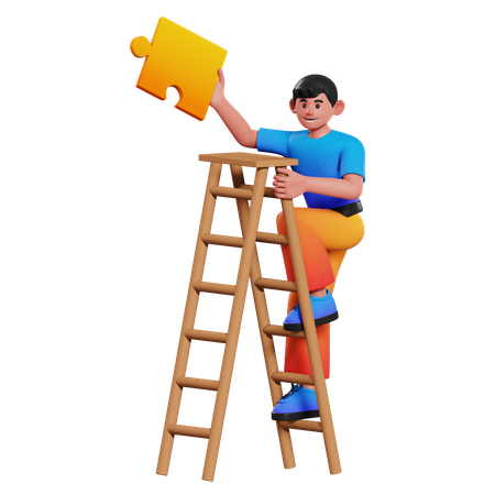 Man climbing success ladder  3D Illustration