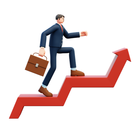 Man Climbing The Steps To Success  3D Icon