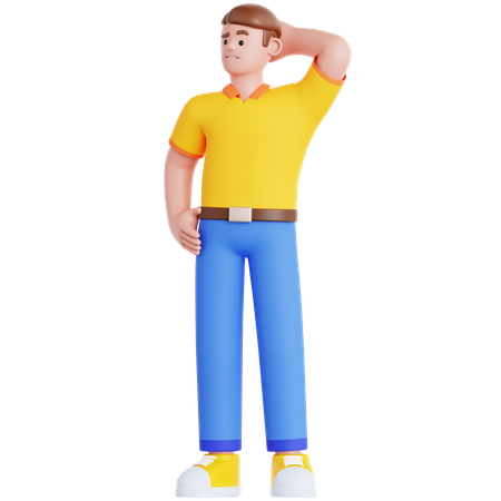 Man Confused  3D Illustration