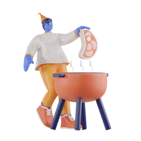 Man Cooking Food  3D Illustration