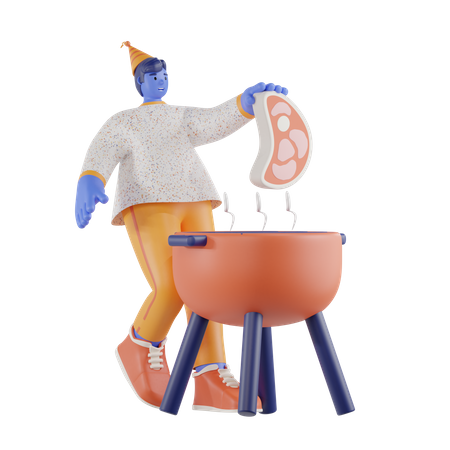 Man Cooking Food  3D Illustration