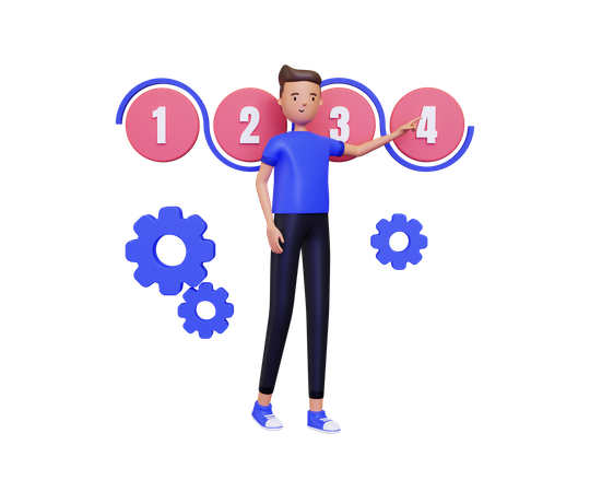 Man counting processing time  3D Illustration