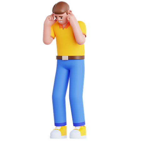 Man Covering Ear  3D Icon