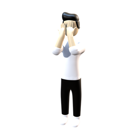 Man Covering Face  3D Icon
