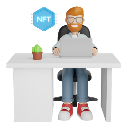 Man Creating Nft Token  3D Icon