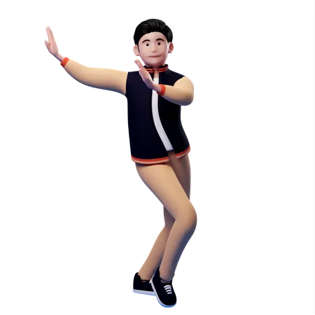 Man dancing in good mood  3D Illustration