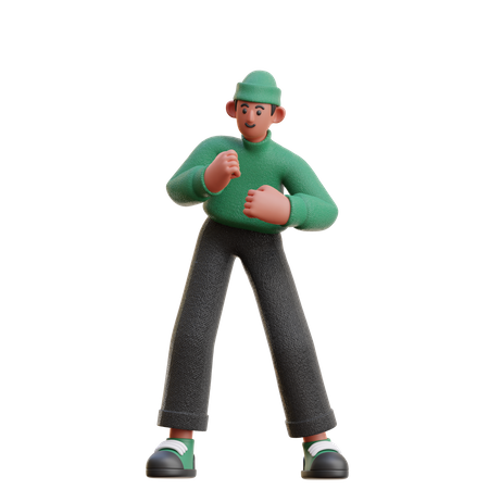 Man dancing in happy mood  3D Illustration