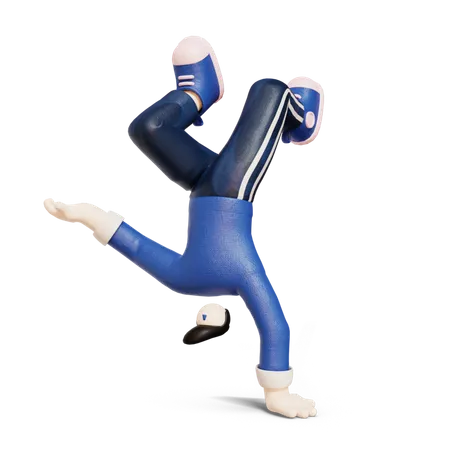 Man dancing on his one hand  3D Illustration