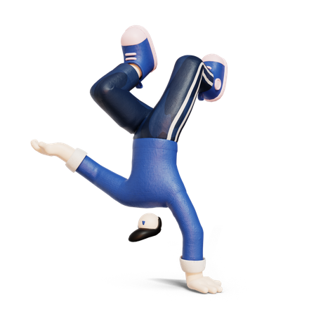 Man dancing on his one hand  3D Illustration