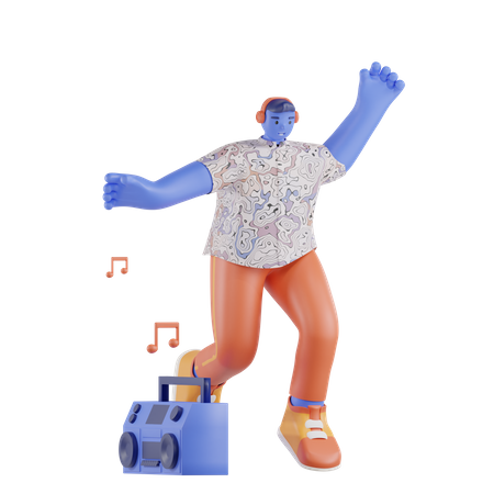 Man dancing to music from the radio  3D Icon