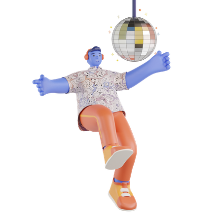Man dancing under the disco lights  3D Icon
