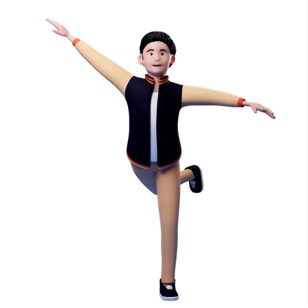 Man dancing with joy  3D Illustration