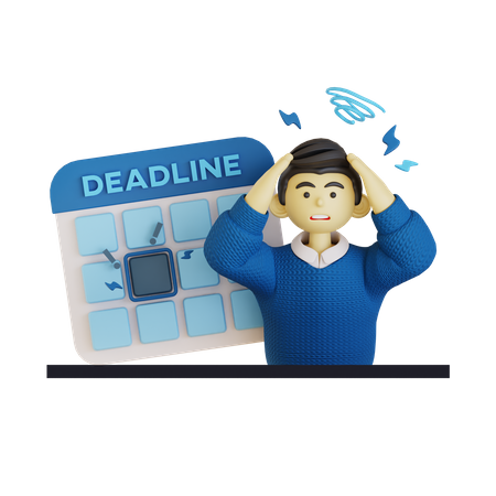 Man Deadline Time  3D Illustration