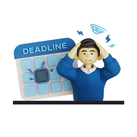 Man Deadline Time  3D Illustration